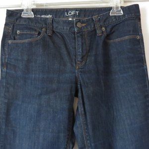 Ann Taylor Loft Modern Straight Jeans, Mid-Rise, Dark Blue, Size 6/28